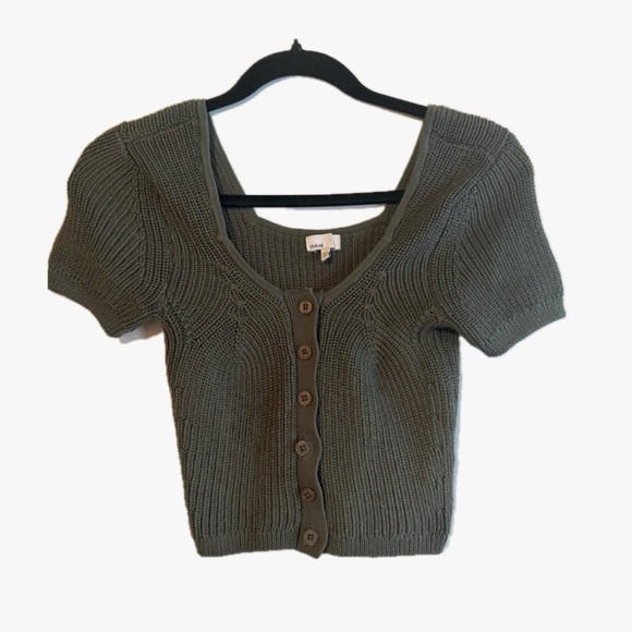Urban Outfitters Tops - Urban Outfitters Sage Button-Up Crop Top